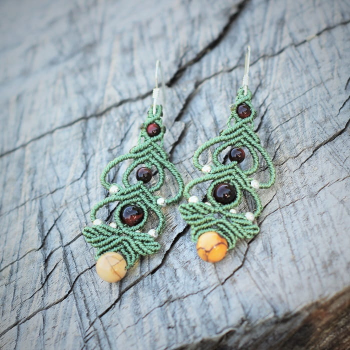 Boucles d'oreille pendantes en Argent 925 femme pierres vertes chic